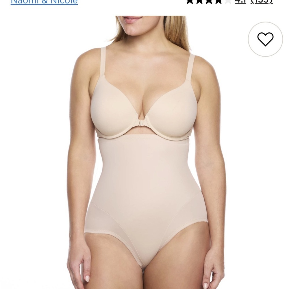 NWT Naomi & Nicole Women's Cream Shapewear High Waist Brief Firm Control